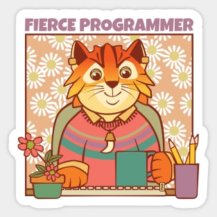 Fierce Programmer Tiger Cat Sticker